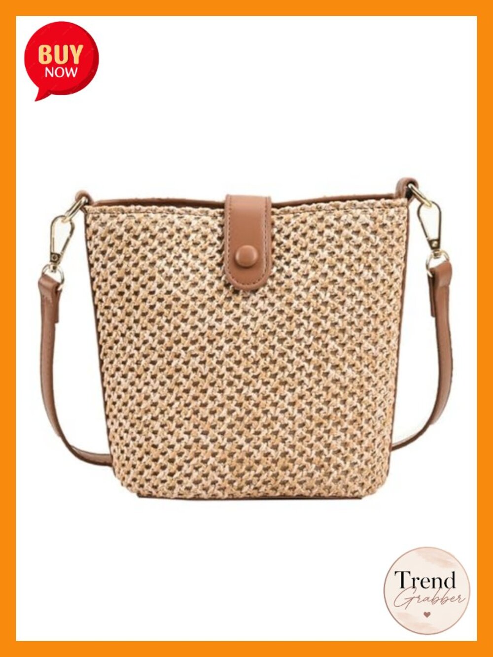 Straw Beach Bag Cross-body Rattan Purse Summer Shoulder Bag Small Bucket Bag
